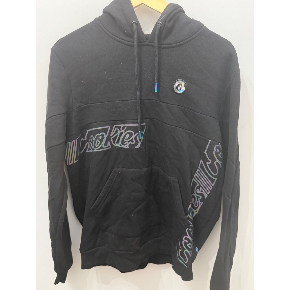 Cookies SF Mens Black Iridescent Reflective Logo Pullover Hoodie Size Medium